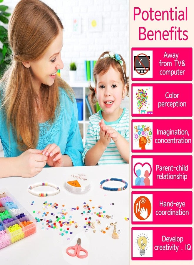 WebWares Clay Beads for Jewellery Making Kit|| Kids Girls Macaron Color Beads for Bracelet Making|| Jewellery Making Kit for Kids DIY Bead Set Making|| (A) - Image 5